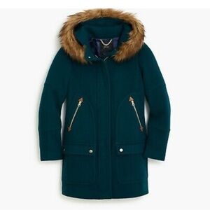 Like New - J. Crew Chateau Parka - Italian Stadium Cloth - Midnight green - O/P